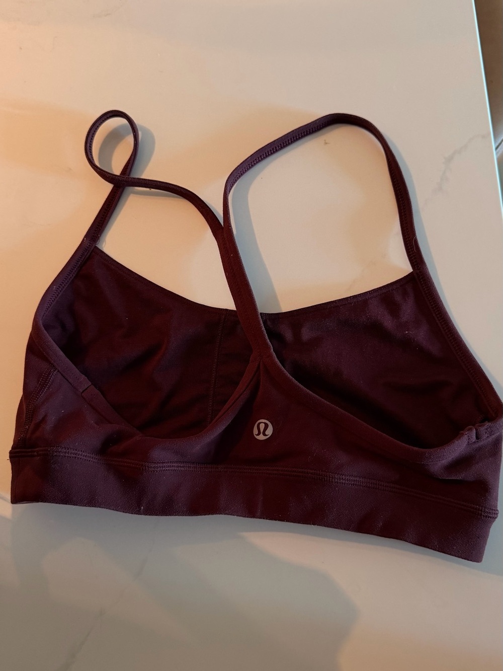 lululemon athletica Strappy Low-Impact Sports Bra in a burgundy/moroon